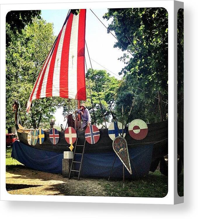 Mobilephotography Canvas Print featuring the photograph Leif Ericson's Viking Ship @ Syttende by Natasha Marco