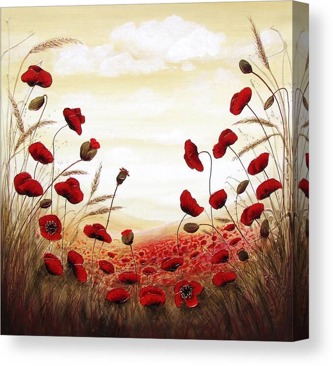  Canvas Print featuring the painting Let's Run Through the Poppy Field by Amanda Dagg