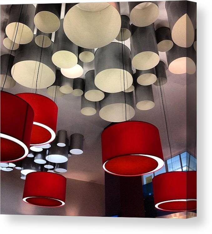 25likes Canvas Print featuring the photograph #lights #lighting #red #ceiling by Jenny Mills