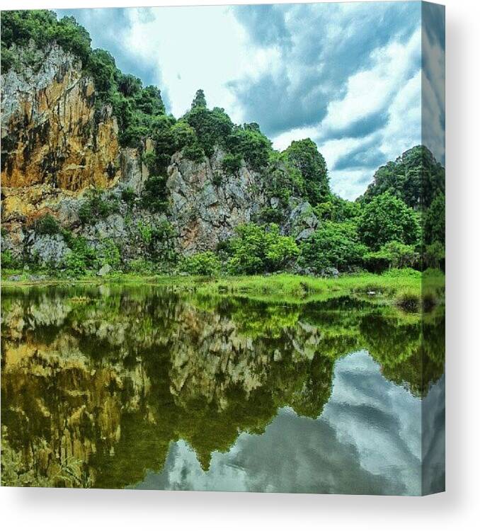 Malaysia Canvas Print featuring the photograph Limestone Mountains Ipoh #malaysia by Manan Din
