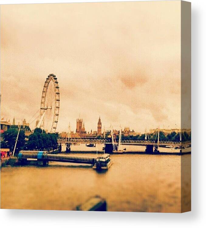 Londoneye Canvas Print featuring the photograph #london #londoneye #riverthames #river by Taha Aitabi