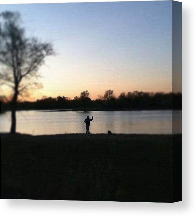 Pond Canvas Print featuring the photograph Lonely Fisherman Casting A Net by Duke Estate