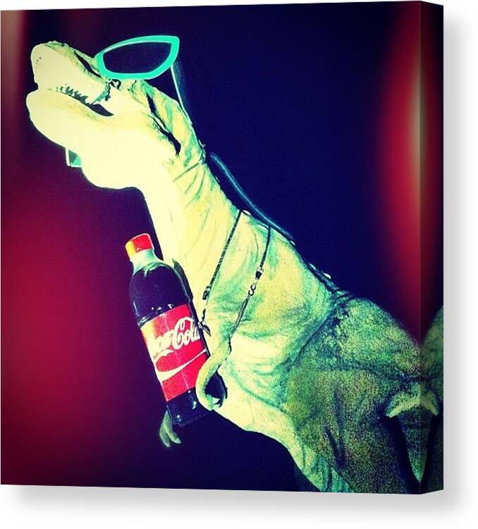 Funny Canvas Print featuring the photograph Looks Like We Have A Badass Dinosaur by April Ferocious