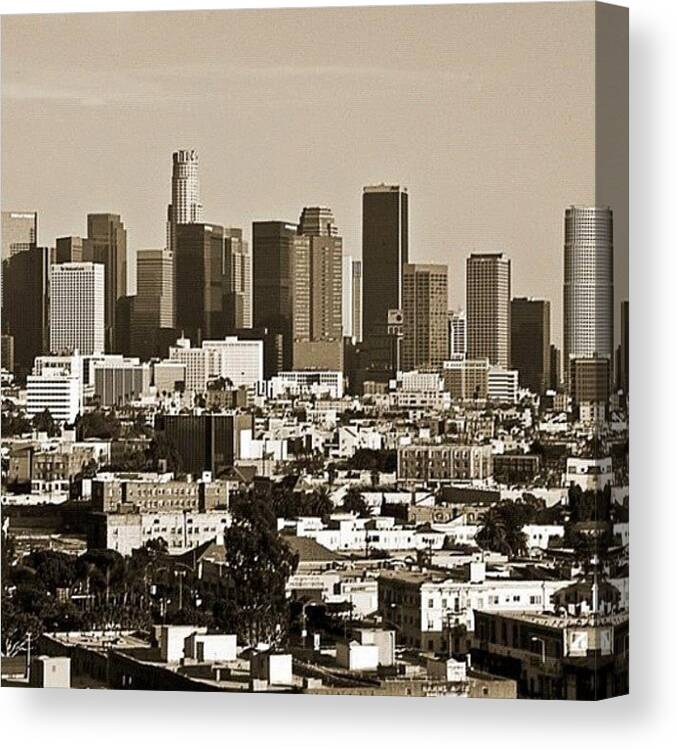 City Canvas Print featuring the photograph #losangeles #downtown #city #la by Michael Lynch