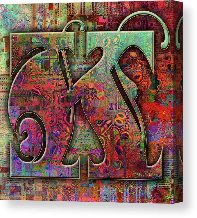 Alphabet Canvas Print featuring the digital art Love Letters K by Barbara Berney