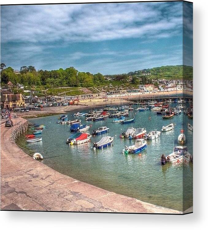 Dorset Canvas Print featuring the photograph Lyme Regis, April 2011 #sea #boats #sky by Leon McMahon