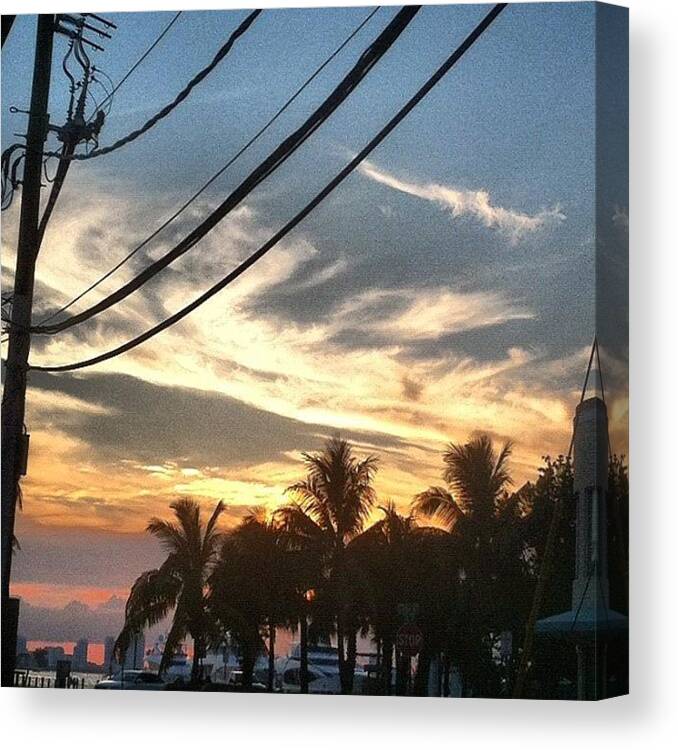 Miami Canvas Print featuring the photograph #magichour #miami #sunset by Antoinette Zavala