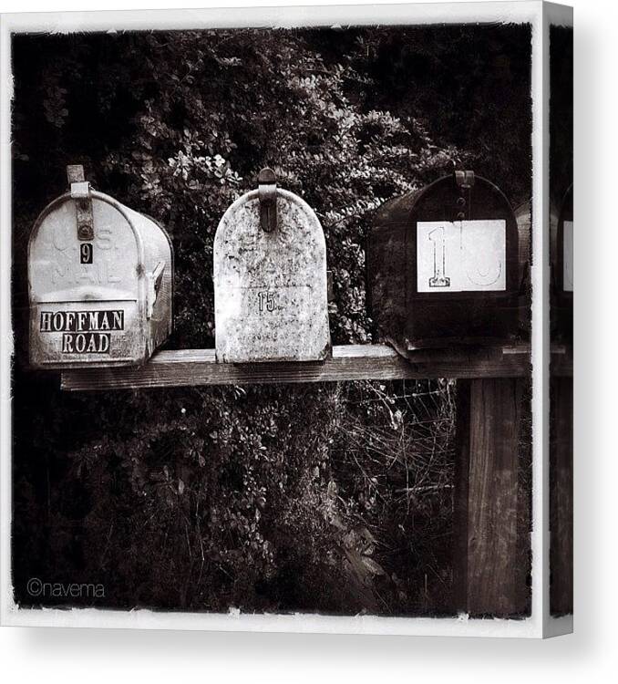 Blackandwhite Canvas Print featuring the photograph Mailboxes by Natasha Marco