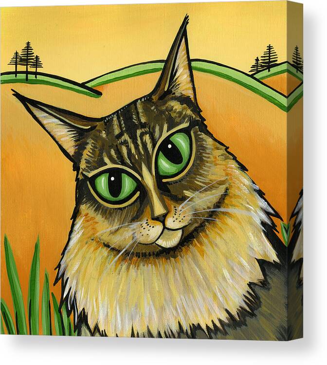 Cat Canvas Print featuring the painting Maine Coone by Leanne Wilkes