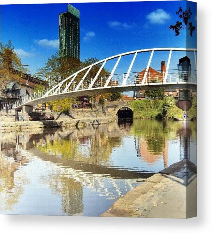 Bridge Canvas Print featuring the photograph Manchester - April; 2012| #manchester by Abdelrahman Alawwad