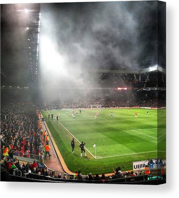 Manunited Canvas Print featuring the photograph #manchesterutd #manchesterunited by Abdelrahman Alawwad
