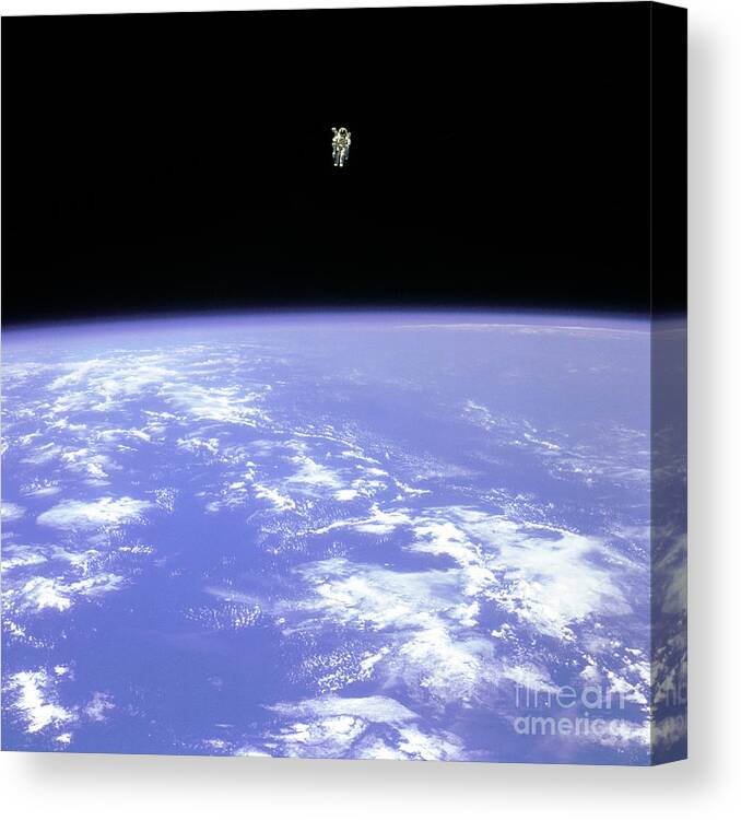 Sts-41b Canvas Print featuring the photograph Manned Manuevering Unit by Nasa
