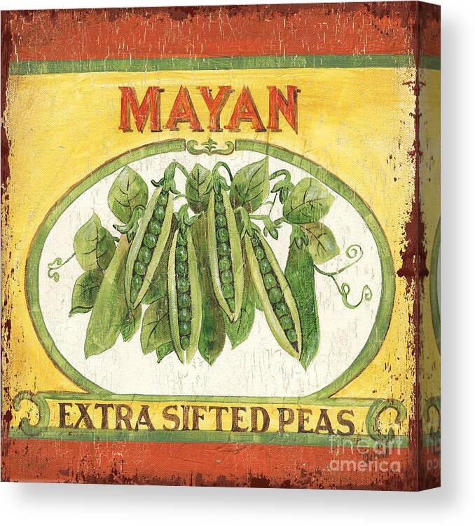 Kitchen Canvas Print featuring the painting Mayan Peas by Debbie DeWitt