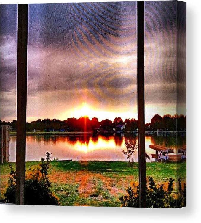 Summer Canvas Print featuring the photograph #memphis #sunset Over Our #lake. My by Katie Anderson