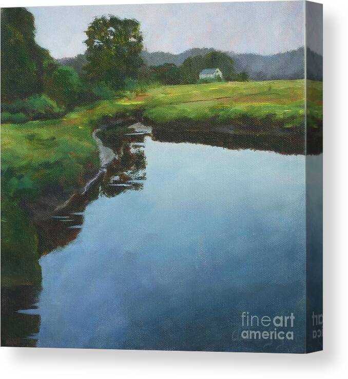 Summer Cottage Canvas Print featuring the painting Mirror Creek in Essex by Claire Gagnon
