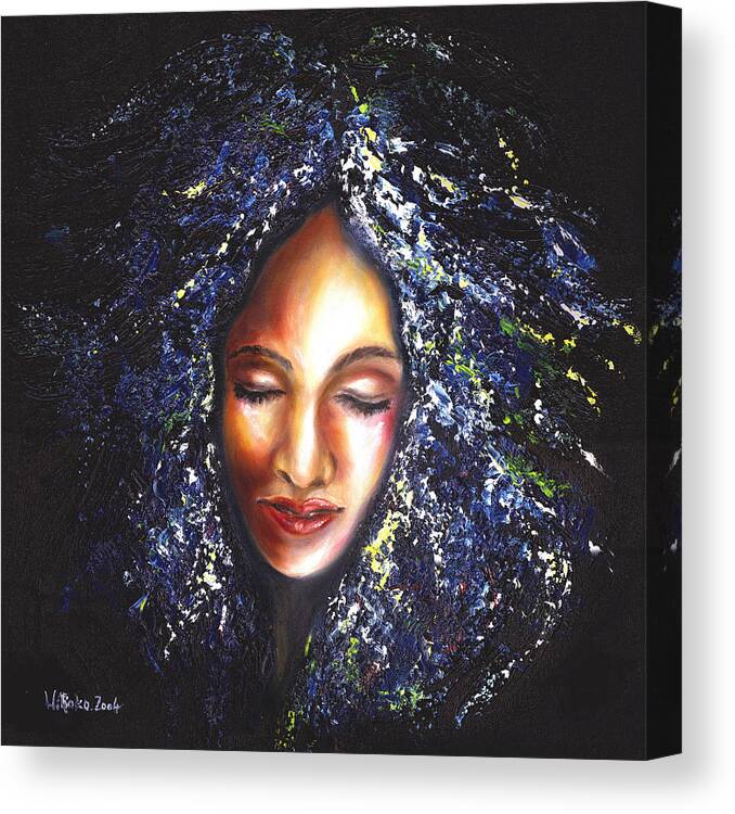 Beautiful Face Canvas Print featuring the painting Moon Light by Hiroko Sakai