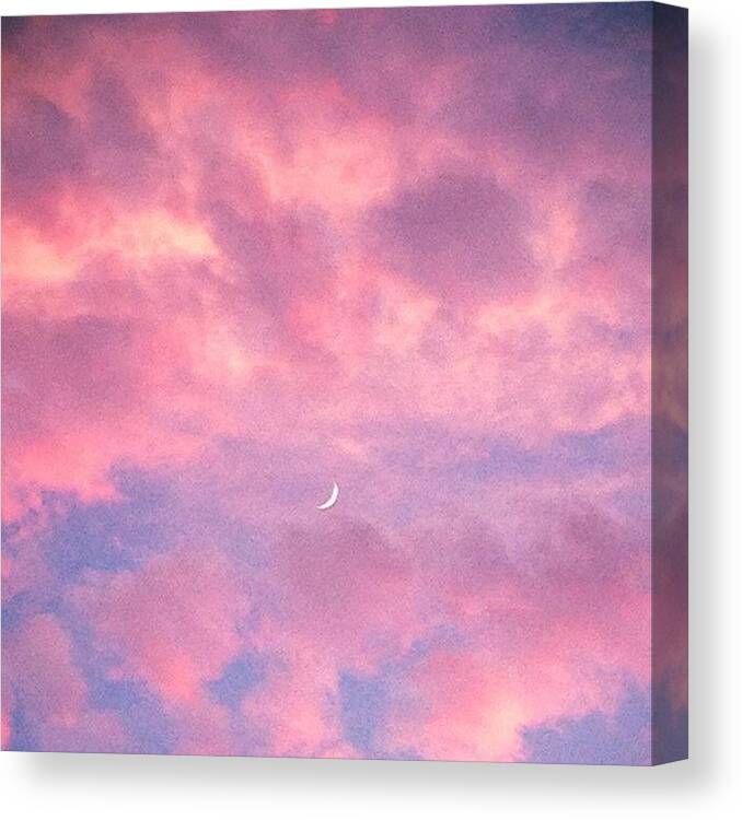 Living Canvas Print featuring the photograph #moon #moonovermiami #artinthesky by E Marrero