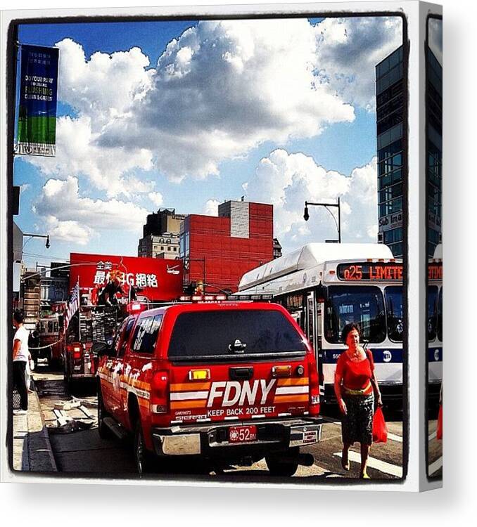 Mainstreetflushing Canvas Print featuring the photograph #mta #bestoftheday #picoftheday by Zyrus Zarate