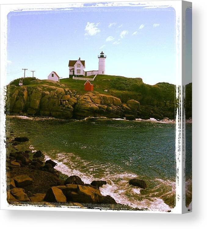  Canvas Print featuring the photograph My First Maine Lighthouse by Myndee Kay Larsen