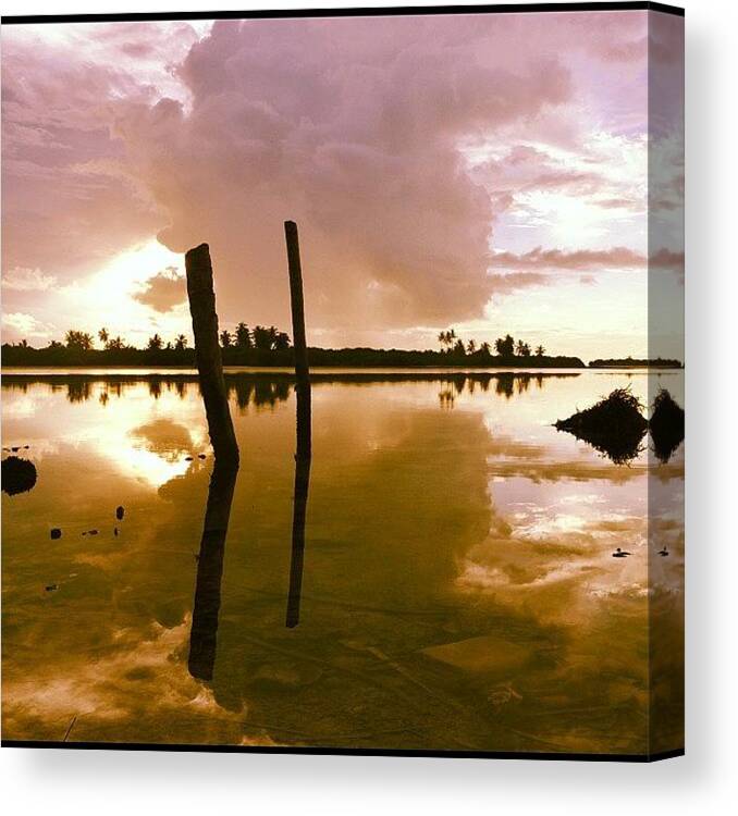 Beautiful Canvas Print featuring the photograph #nature #ocean #reflections #maldives by Mohamed Shafy