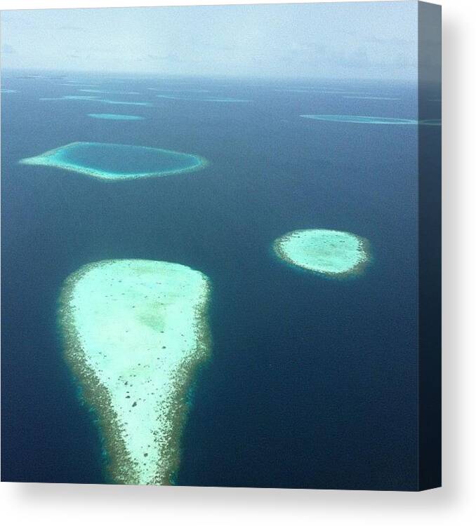 Maldives Canvas Print featuring the photograph #nature #reef #ocean #sea #birdseyeview by Mohamed Shafy