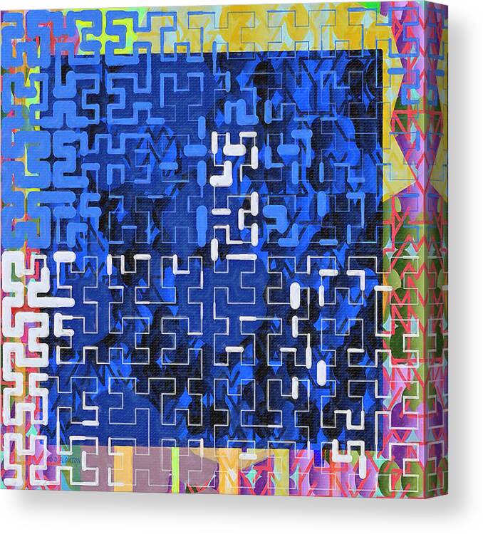 Ebsq Canvas Print featuring the digital art Navy Maze by Dee Flouton