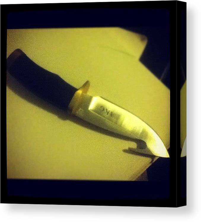 Buck Canvas Print featuring the photograph New Buck Knife With My Name On It by Alexx Grumski