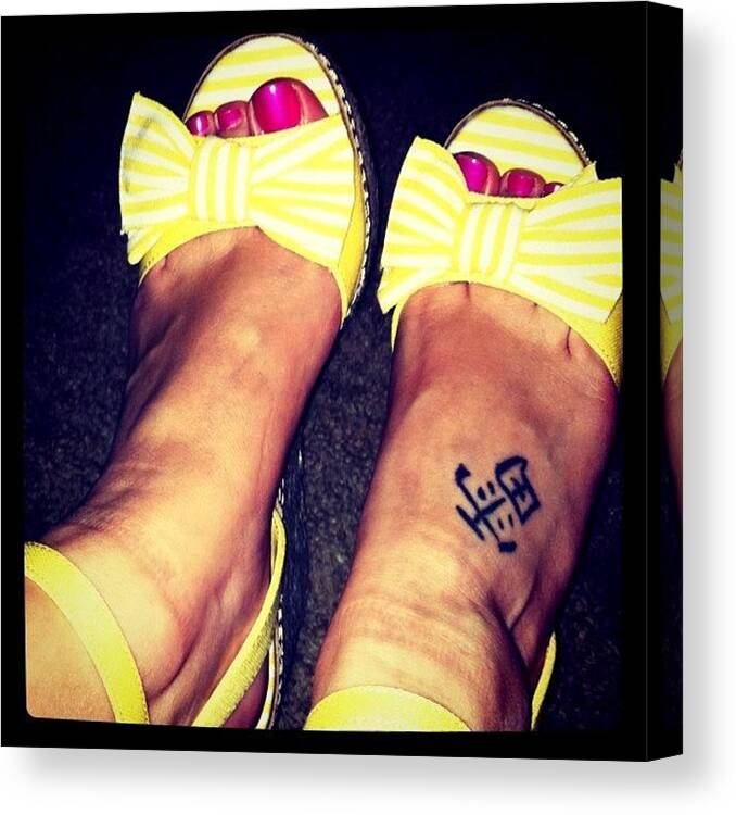 Tattoo Canvas Print featuring the photograph #newshoes #tattoo #yellow #cute by S Smithee
