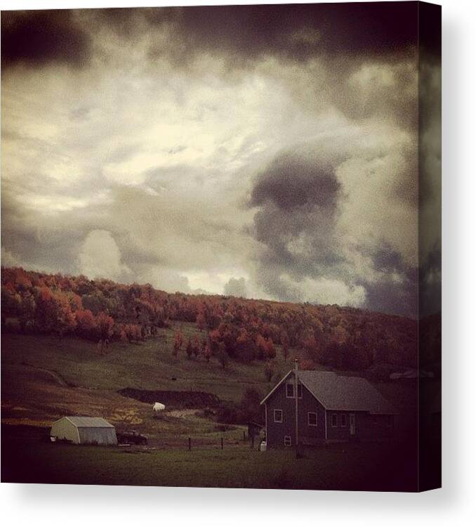 Cloudporn Canvas Print featuring the photograph #newyork #house #barn #country #hills by Maria Sodaro