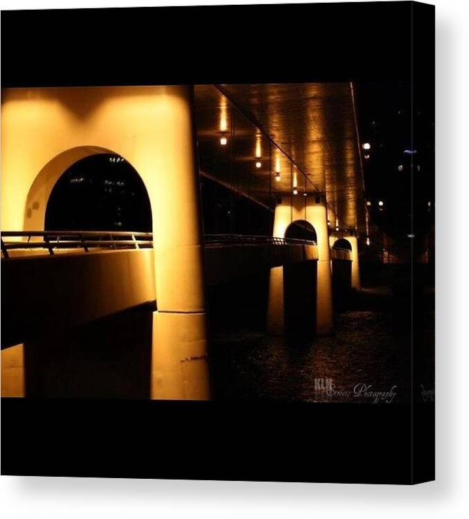 Bridge Canvas Print featuring the photograph #night #calgary #alberta #igdaily by KLH Streets Photography