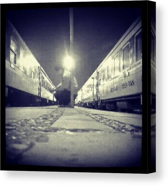 Trainstation Canvas Print featuring the photograph Nightshift At The Train Station by Mary Carter