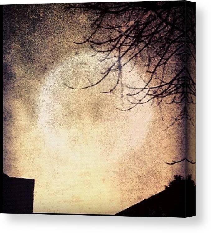 Instagram Canvas Print featuring the photograph Nighttime In Ohio #night #moon #sky by Carrie Mroczkowski
