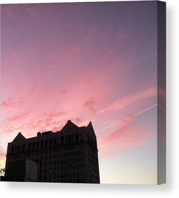 Igharlem Canvas Print featuring the photograph #nofilter #sky #harlem #igharlem #sunset by Lenyon Whitaker
