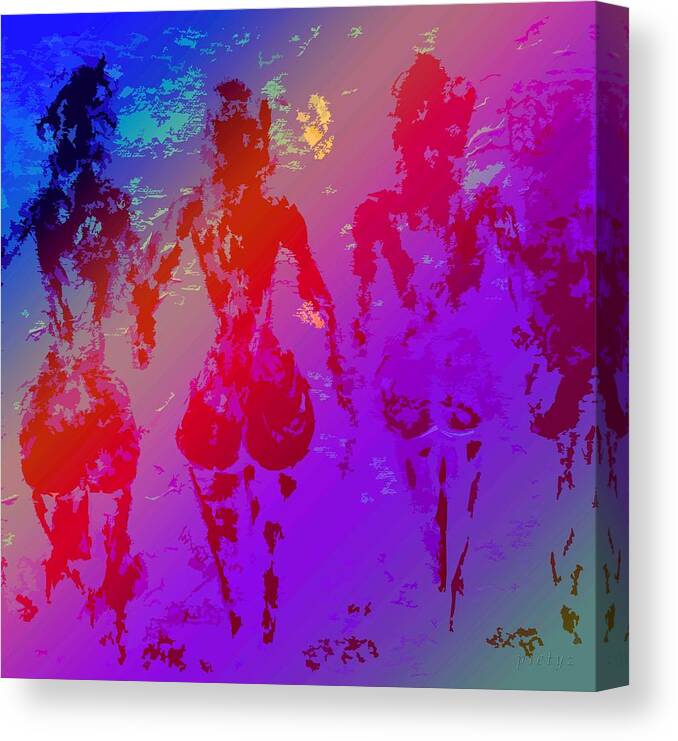 Nudes Canvas Print featuring the painting Nude Rainbow by Piety Dsilva
