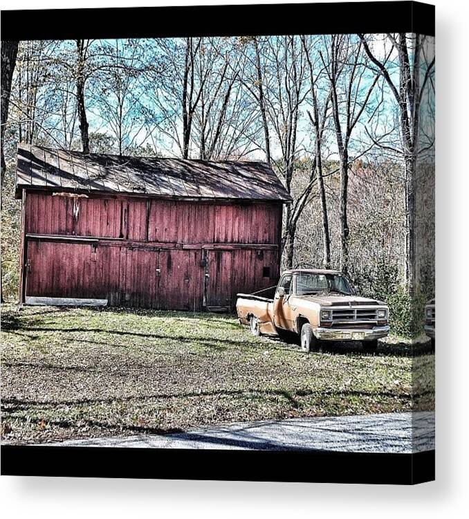  Canvas Print featuring the photograph Old Barn And Truck by Lock Photography