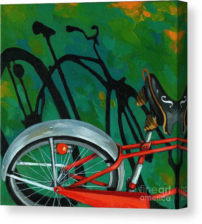 Bike Canvas Print featuring the painting Old Schwinn by Linda Apple