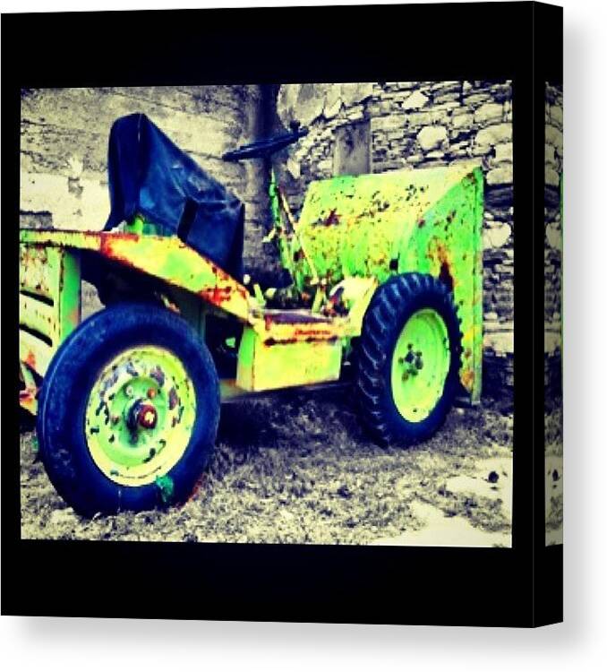 Village Canvas Print featuring the photograph #old #tractor #colorsplash by Stacy Stylianou