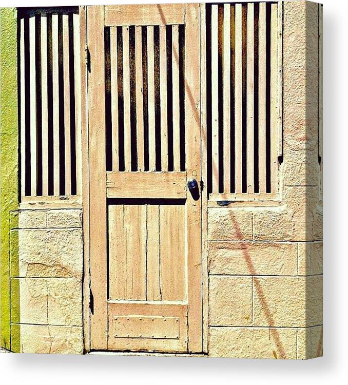 Door Canvas Print featuring the photograph Olive Green Stripe by Julie Gebhardt