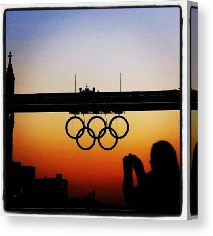 Olympics London 2012 Tower Bridge Sunset Canvas Print featuring the photograph Olympic Tower Bridge Sunset by Lynda Larbi