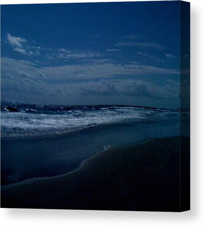 Blue Canvas Print featuring the photograph On My Walk Today. #walk #ocean #water by Emily W