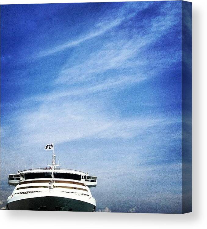 Skyporn Canvas Print featuring the photograph #one #lonely #ship . #cruise #vessel by Gabriel Kang