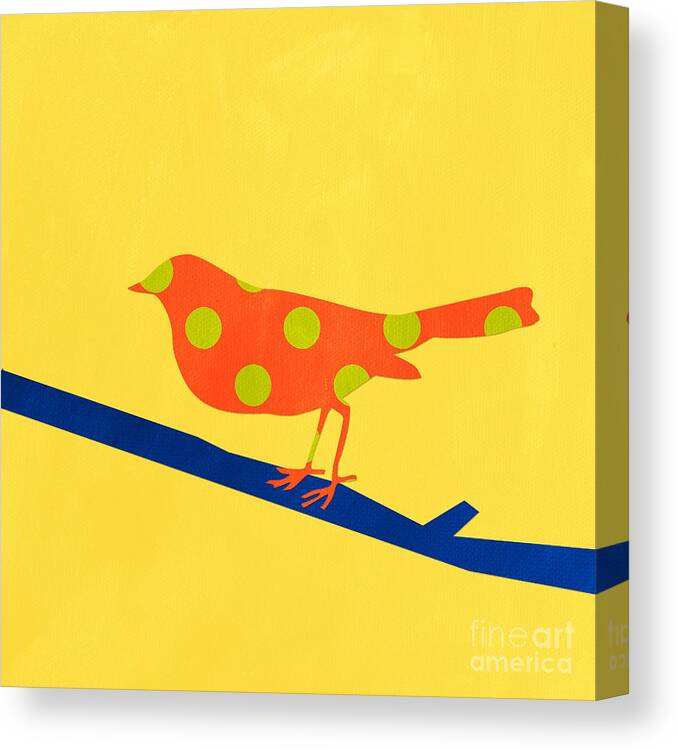Bird Canvas Print featuring the mixed media Orange Bird by Linda Woods