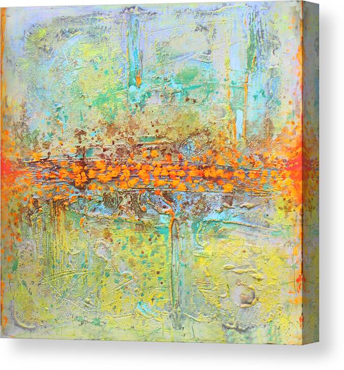 Abstract Canvas Print featuring the tapestry - textile Orange Intenference by Lolita Bronzini