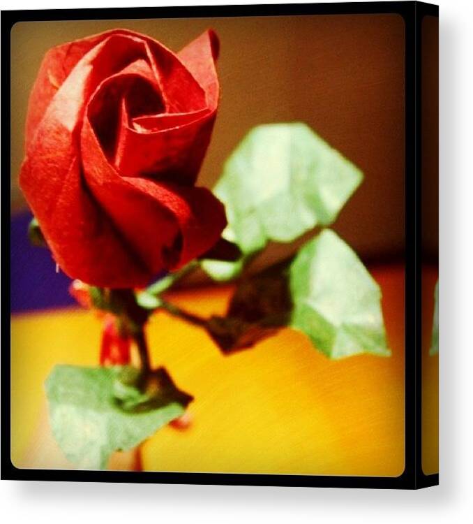Origami Canvas Print featuring the photograph #origami #red #rose Design Is A by Cindy Ho