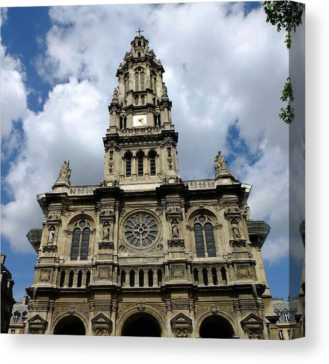 Mobilephotography Canvas Print featuring the photograph Paris - Eglise De La Trinité by Tony Tecky