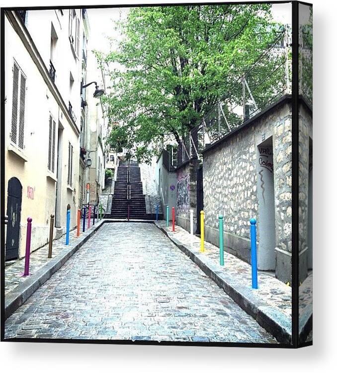 Instagram Canvas Print featuring the photograph #paris #montmartre #stairs #colors by Antoine Lafont