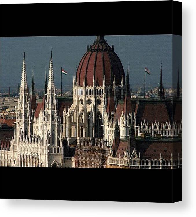 Urban Canvas Print featuring the photograph Parliament Building Budapest by Zsolt Bugarszki