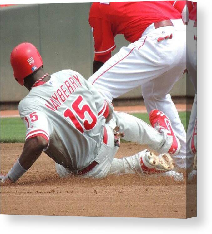 Reds Canvas Print featuring the photograph #phillies Vs #reds #johnmayberry by Reds Pics