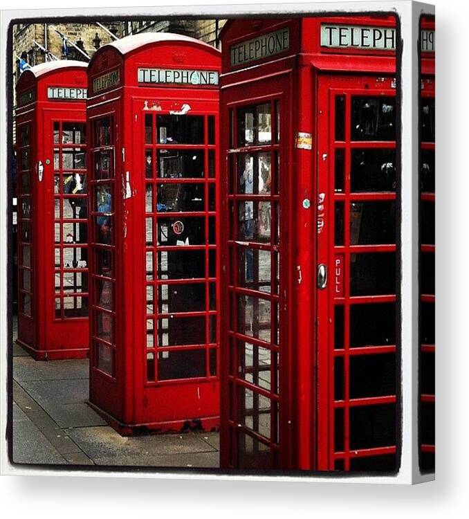 Beautiful Canvas Print featuring the photograph Phone Booths At Royal Mile #edinburgh by Sebastiaan Van der Graaf