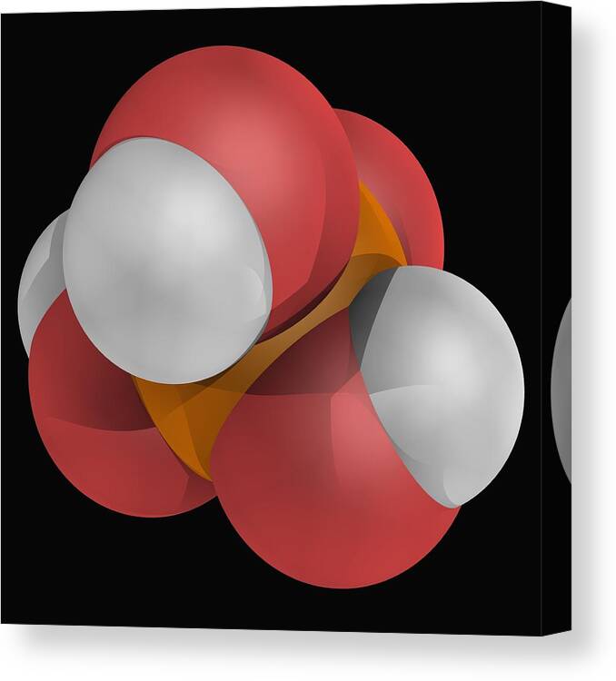 Square Canvas Print featuring the digital art Phosphoric Acid Molecule by Laguna Design